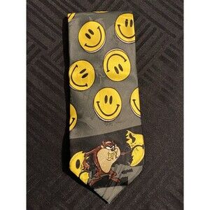 Vintage Looney tunes mania 1996 Taz wants a snack smiley face tie 58"